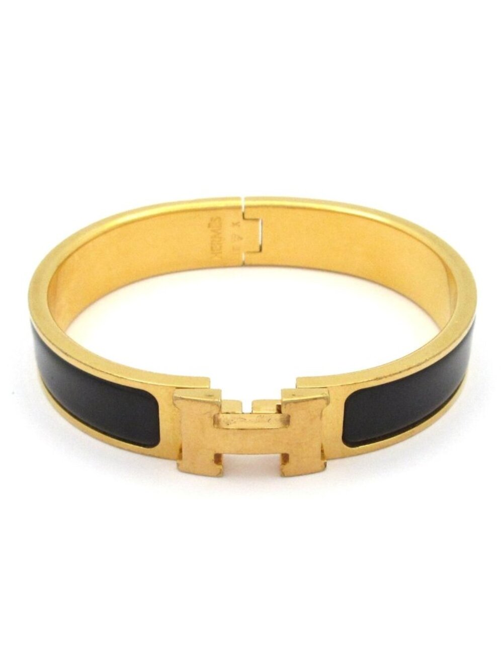 Hermes Bangle Clic H Gold Black Bracelet
